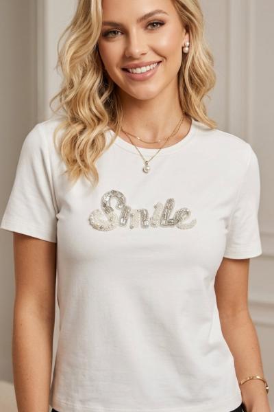 SMİLE İTHAL BLUZ  Beyaz