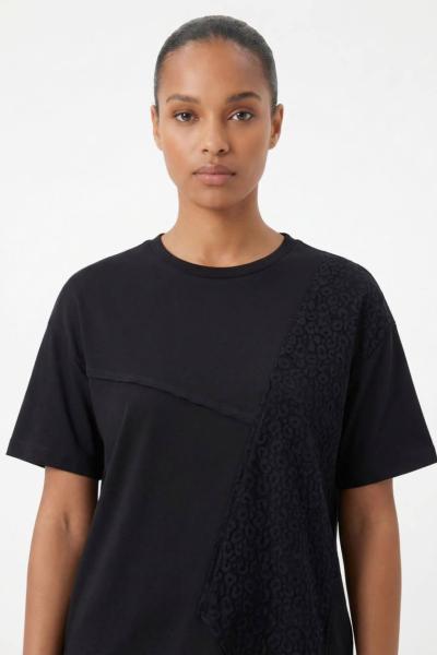 BİR TARAF DANTEL DETAY TİŞÖRT Siyah