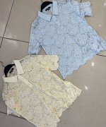 POLO YAKA DANTELLİ BLUZ  Sarı