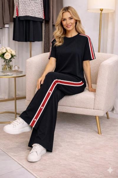 PAÇA ÇITÇIT DETAYLI İKİLİ TAKIM  Siyah