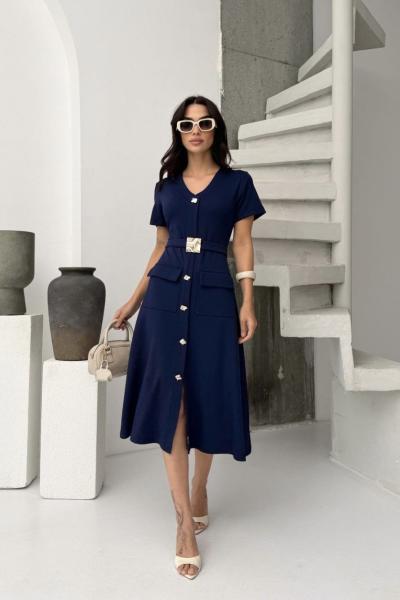 KEMER DETAY ELBİSE Lacivert