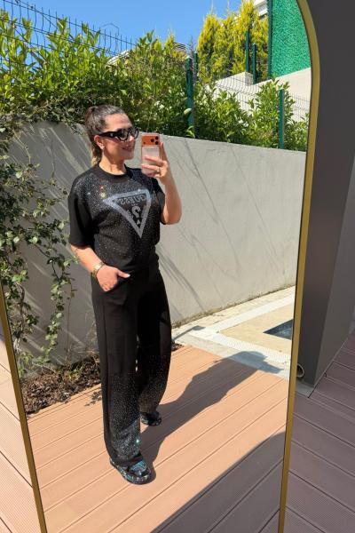 GES OMUZ VE PAÇA TAŞLI İKİLİ TAKIM  Siyah