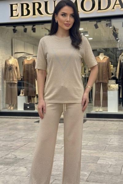GES OMUZ VE PAÇA TAŞLI İKİLİ TAKIM  Bej