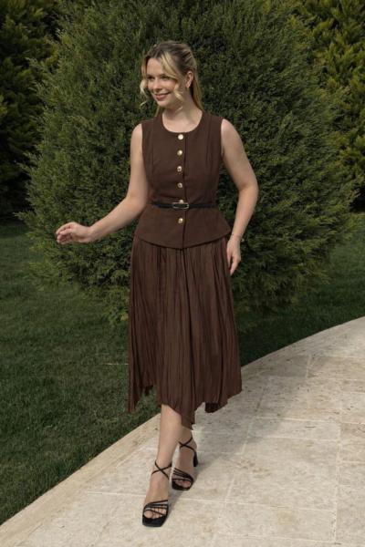 YELEKLİ ELBİSE Acı Kahve