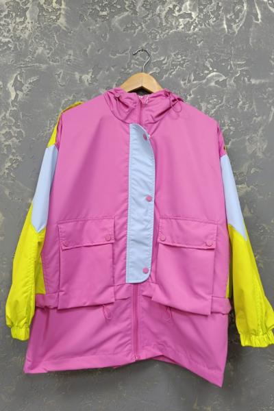 ARKA BASKILI YAĞMURLUK Pembe