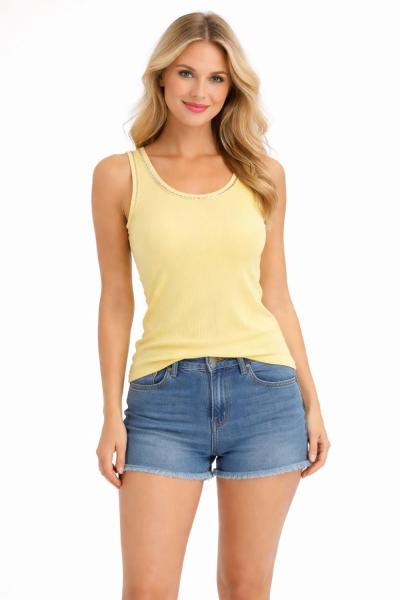 YAKA TAŞ DETAYLI ATLET Altın Sarısı