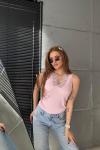 V YAKA DANTELLİ ATLET Pembe
