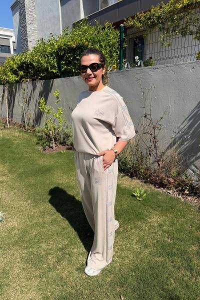 MI YANLAR TAŞLI İKİLİ TAKIM Bej