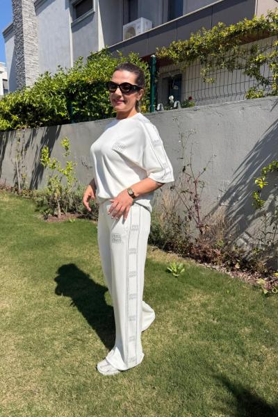 MI YANLAR TAŞLI İKİLİ TAKIM Beyaz