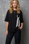 CEP FULAR DETAYLI TİŞÖRT  Siyah