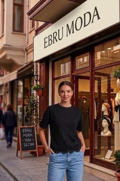 ALT TARAFLI GÜPÜRLÜ TİŞÖRT  Siyah
