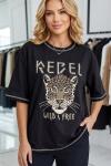 REBEL YAZILI TİŞÖRT  Siyah