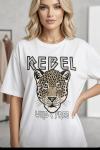 REBEL YAZILI TİŞÖRT  Beyaz