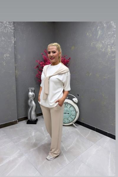 BOYUNDAN BAĞLAMALI İKİLİ TAKIM  Bej