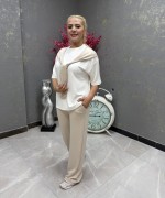 BOYUNDAN BAĞLAMALI İKİLİ TAKIM  Bej