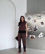 VATKALI PAÇA DANTEL DETAY İKİLİ TAKIM Acı Kahve