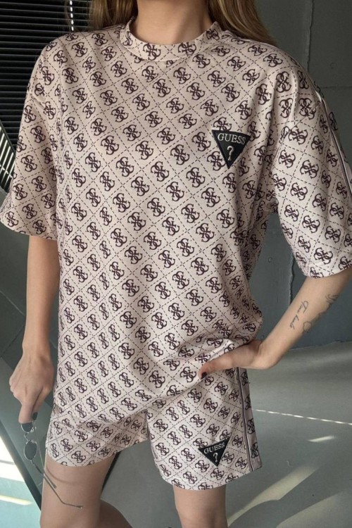 ÇOKLU GES ŞORTLU TAKIM  Bej