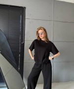 PAÇA DANTEL İŞLEMELİ İKİLİ TAKIM  Siyah