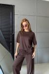 PAÇA DANTEL İŞLEMELİ İKİLİ TAKIM  Acı Kahve