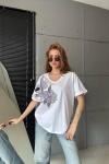 SOL İKİ BÜYÜK PAPATYALI TİŞÖRT  Beyaz