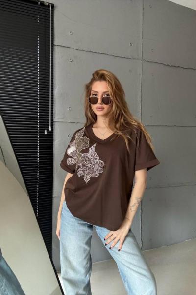 SOL İKİ BÜYÜK PAPATYALI TİŞÖRT  Acı Kahve