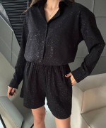 GÖMLEKLİ ŞORTLU TAKIM  Siyah