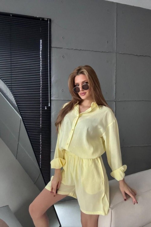 GÖMLEKLİ ŞORTLU TAKIM  Sarı
