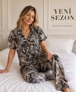 SOYUT DESEN ZEBRA DESEN PİJAMA TAKIMI  Siyah