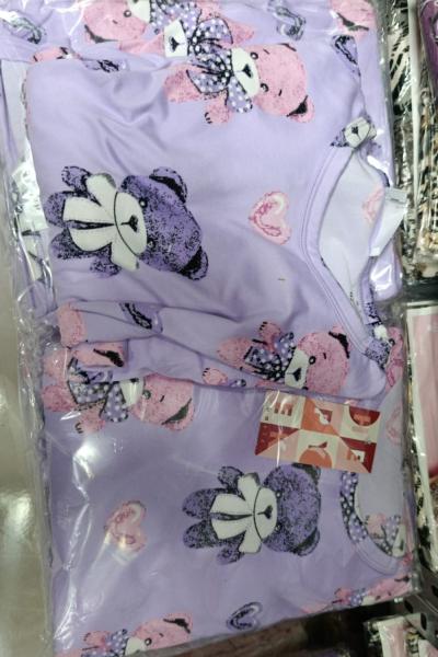 PEMBE MOR AYICIKLI PİJAMA TAKIMI Mor