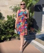 KAT KAT RENGARENK  ŞİFON ELBİSE  Pembe