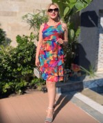 KAT KAT RENGARENK  ŞİFON ELBİSE  Pembe