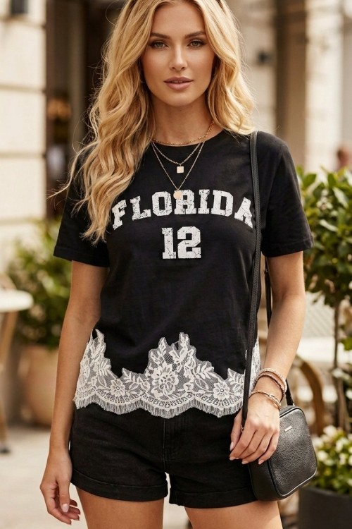 FLORIDA YAZILI TİŞÖRT  Siyah