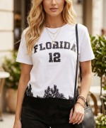 FLORIDA YAZILI TİŞÖRT  Beyaz