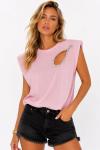 SOL DELİK TAŞLI TİŞÖRT  Pembe