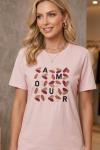 AMOUR YAZILI TİŞÖRT  Pembe