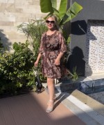 KAT KAT ŞİFON ELBİSE Acı Kahve