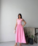 ADS KEMERLİ ELBİSE  Pembe