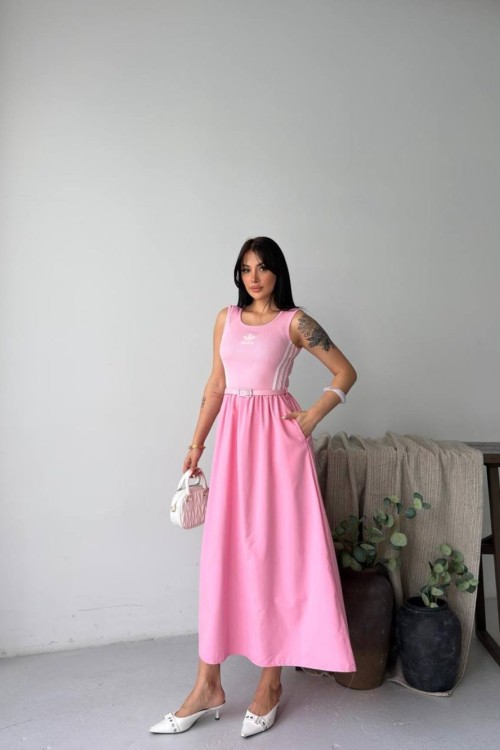 ADS KEMERLİ ELBİSE  Pembe