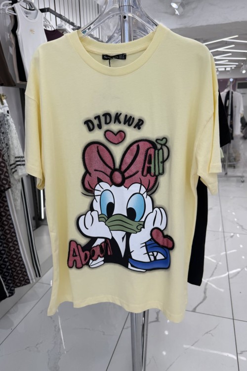 ÖRDEK BASKILI TİŞÖRT  Sarı