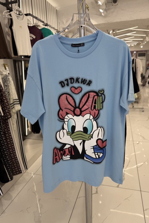 ÖRDEK BASKILI TİŞÖRT  Mavi