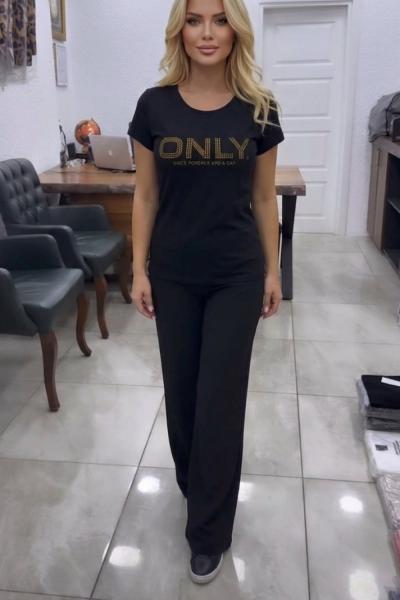 ORJ ONY YAZILI TİŞÖRT  Siyah
