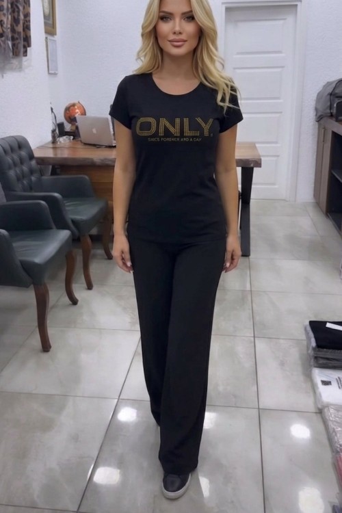 ORJ ONY YAZILI TİŞÖRT  Siyah