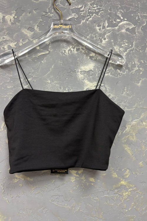İP ASKILI CROP ATLET Siyah