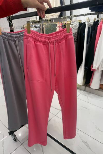 Bayan Cep Detaylı Palazzo Pantolon  Pembe