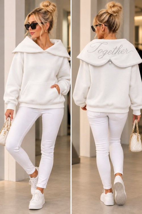 TOGETHER ŞARDONLU SWEATSHİRT  Beyaz