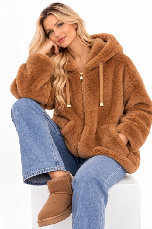 İthal peluş mont Camel