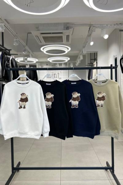Bayan Ayıcık Detaylı Sweatshirt  Siyah