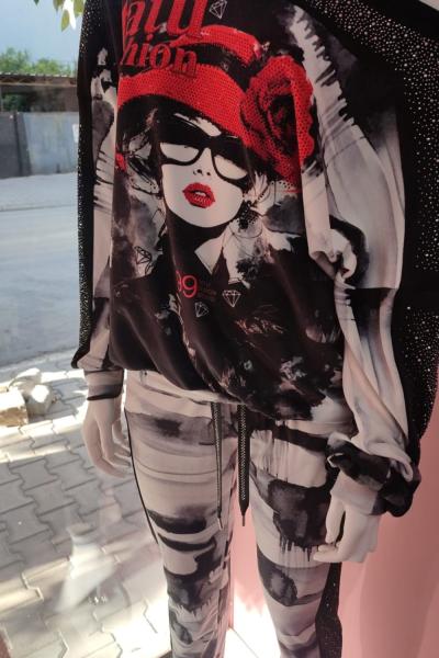 İthal Takım Kız Baskılı Siyah