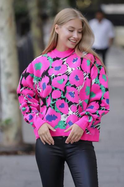 Bayan Triko Kazak  Fuşya