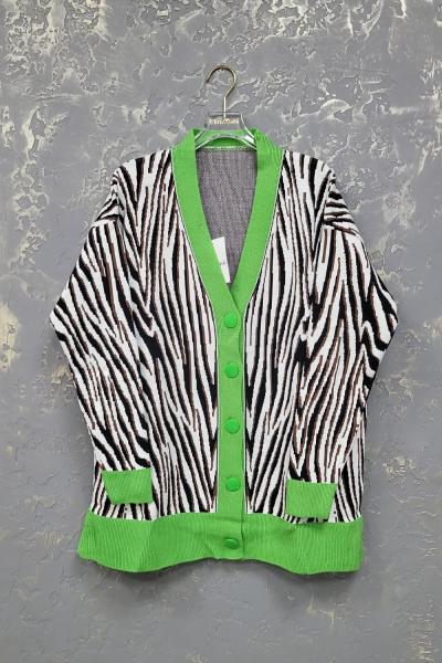 Bayan Yeşil Siyah Triko Ceket Siyah